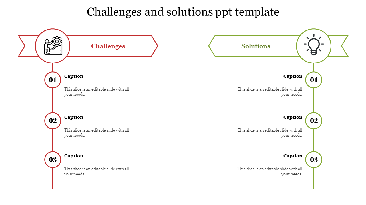 Attractive Challenges And Solutions PPT Template